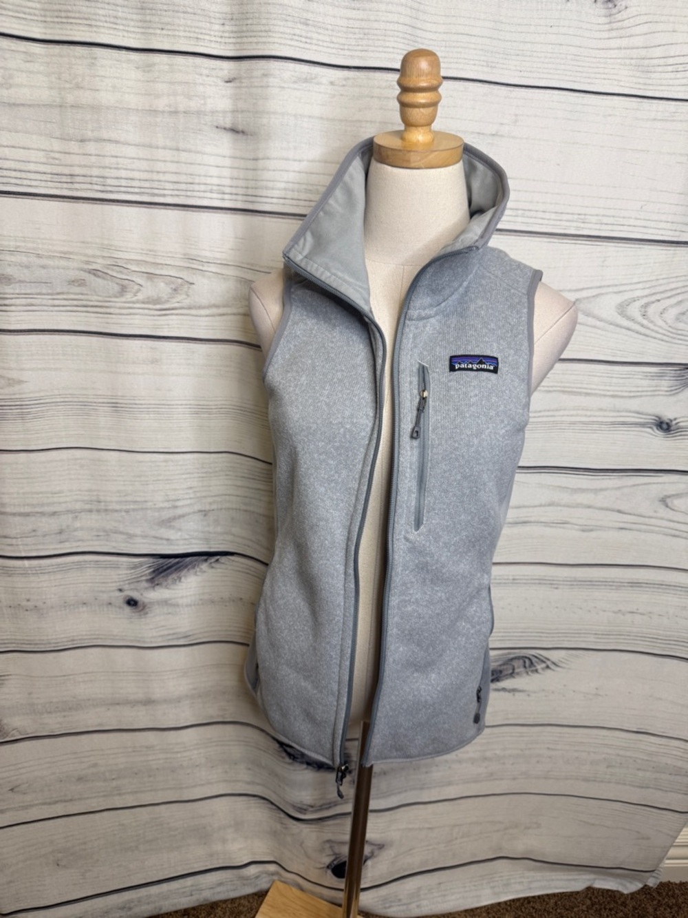 Patagonia Light Gray Women's Fleece Vest with Logo Patch